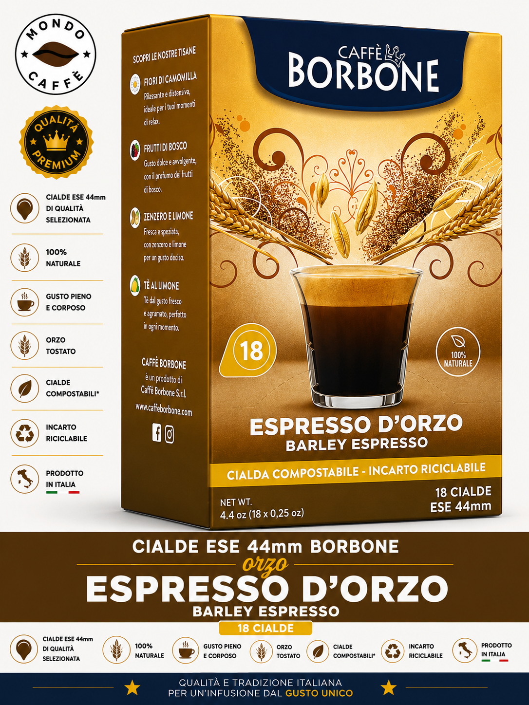 CIALDE ESE 44mm BORBONE(Espresso D’Orzo)