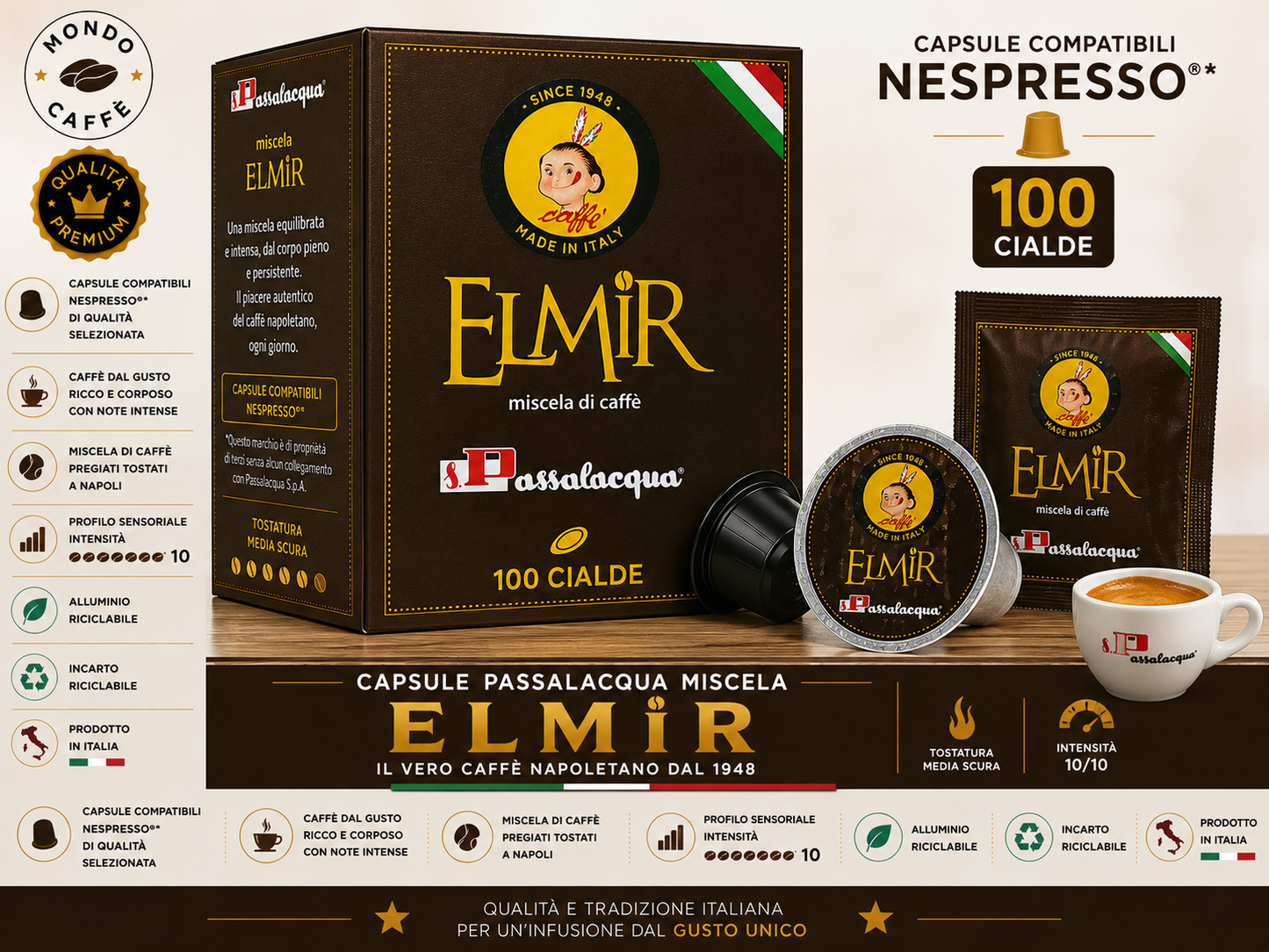 CAPSULE PASSALACQUA MISCELA ELMIR(Nespresso)