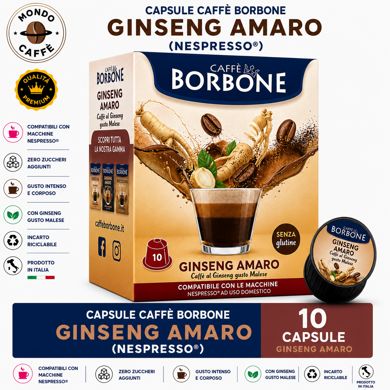 CAPSULE CAFFÈ BORBONE GINSENG AMARO(Nespresso)