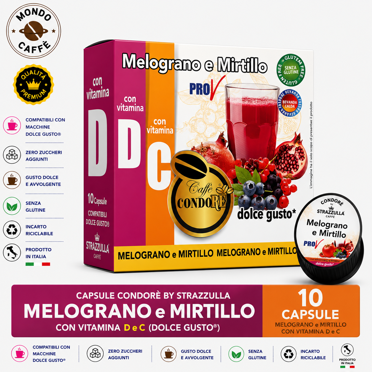 CAPSULE CONDORÈ By STRAZZULLA MELOGRANO E MIRTILLO(Dolce Gusto)
