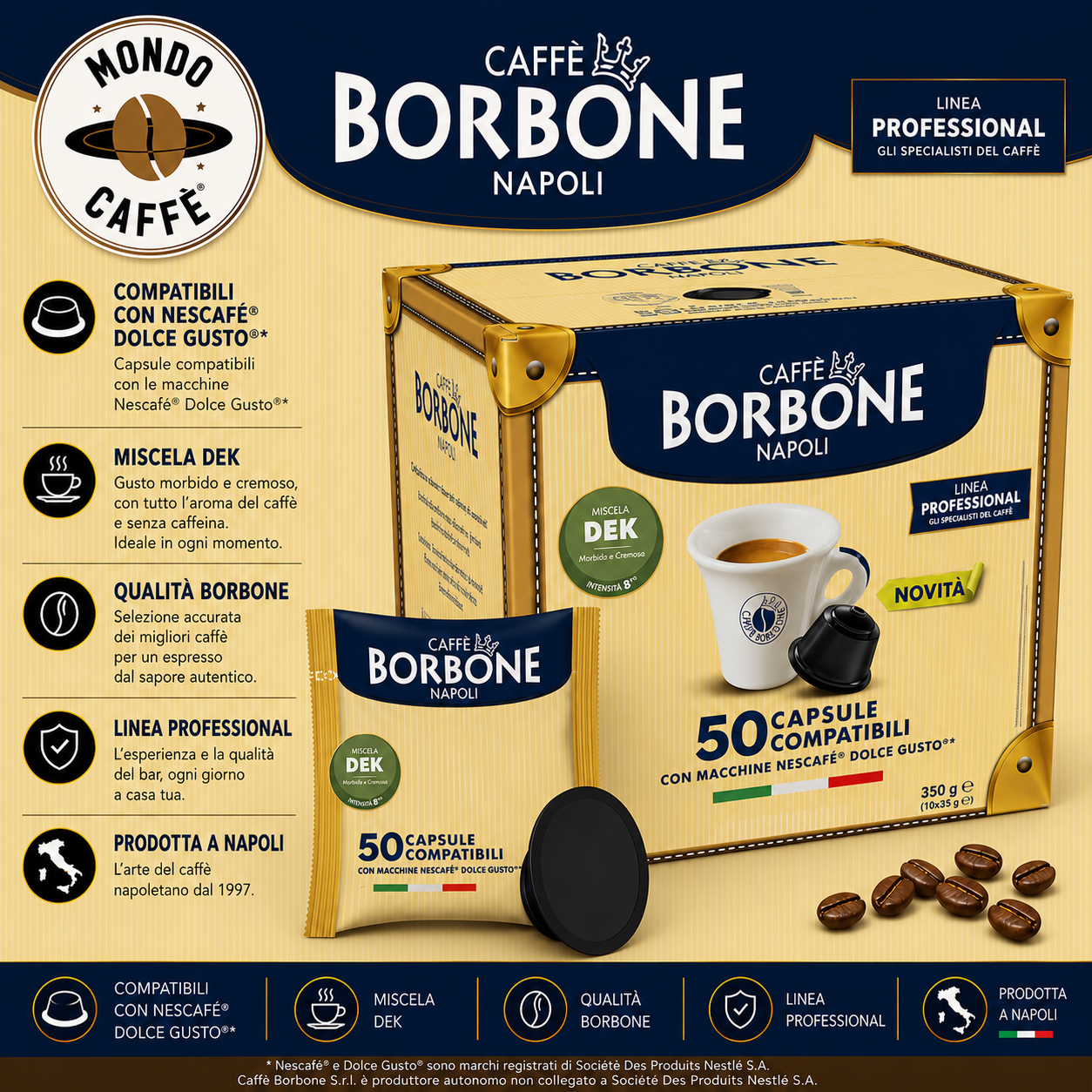 CAPSULE BORBONE DECAFFEINATO (Dolce Gusto)