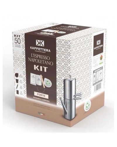 50 CIALDE COMPOSTABILI CON KIT ACCESSORI KAFFETTERA (FORTE)