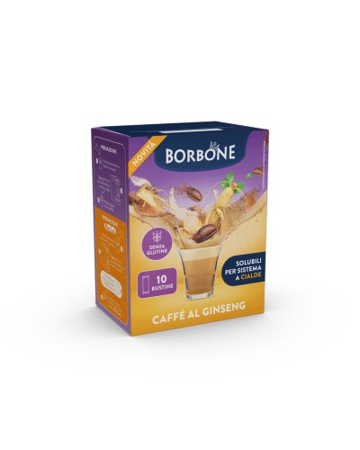 10 BUSTINE SOLUBILI PER SISTEMA A CIALDE CAFFE' BORBONE(CAFFE' AL GINSENG)