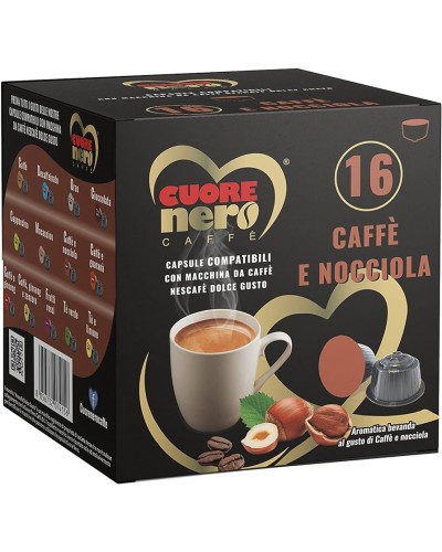 16 CAPSULE DOLCE GUSTO CAFFE' E NOCCIOLA CUORE NERO CAFFE'