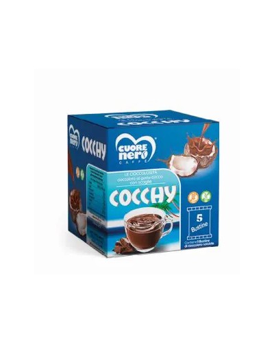 5 BUSTINE CIOCCOLATO SOLUBILE COCCHY CUORE NERO CAFFE'