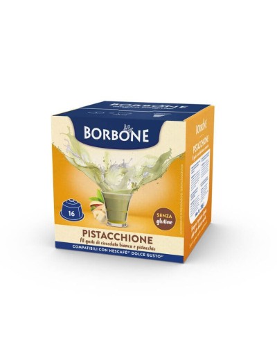 16 Capsule Borbone PISTACCHIONE Per Bevanda Solubile Al Gusto Cioccolata Bianca E Pistacchio