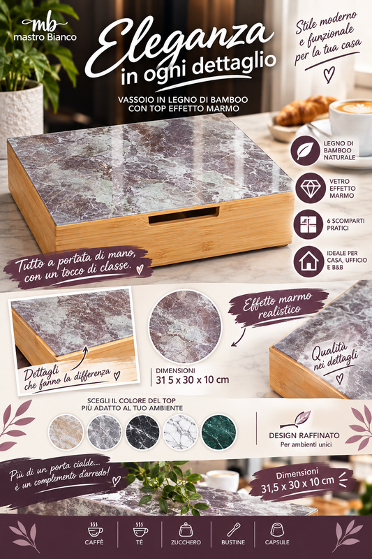 CASSETTO BAMBOO EFFETTO MARMO IN VETRO