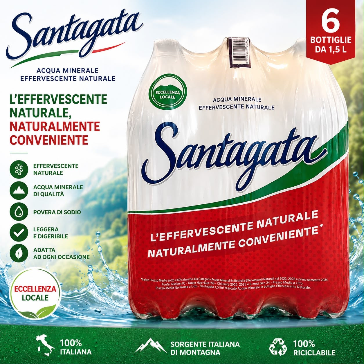 ACQUA SANT’AGATA MINERALE 1,5L 6 bottiglie