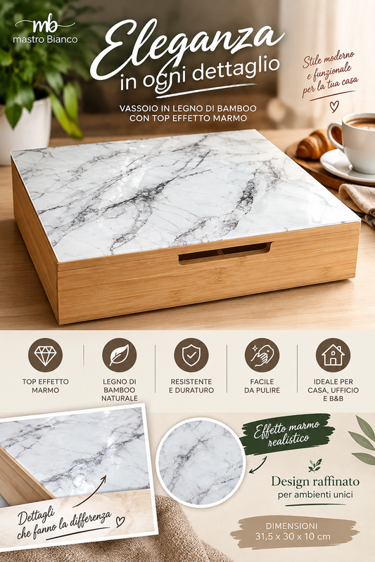 CASSETTO BAMBOO EFFETTO MARMO IN VETRO