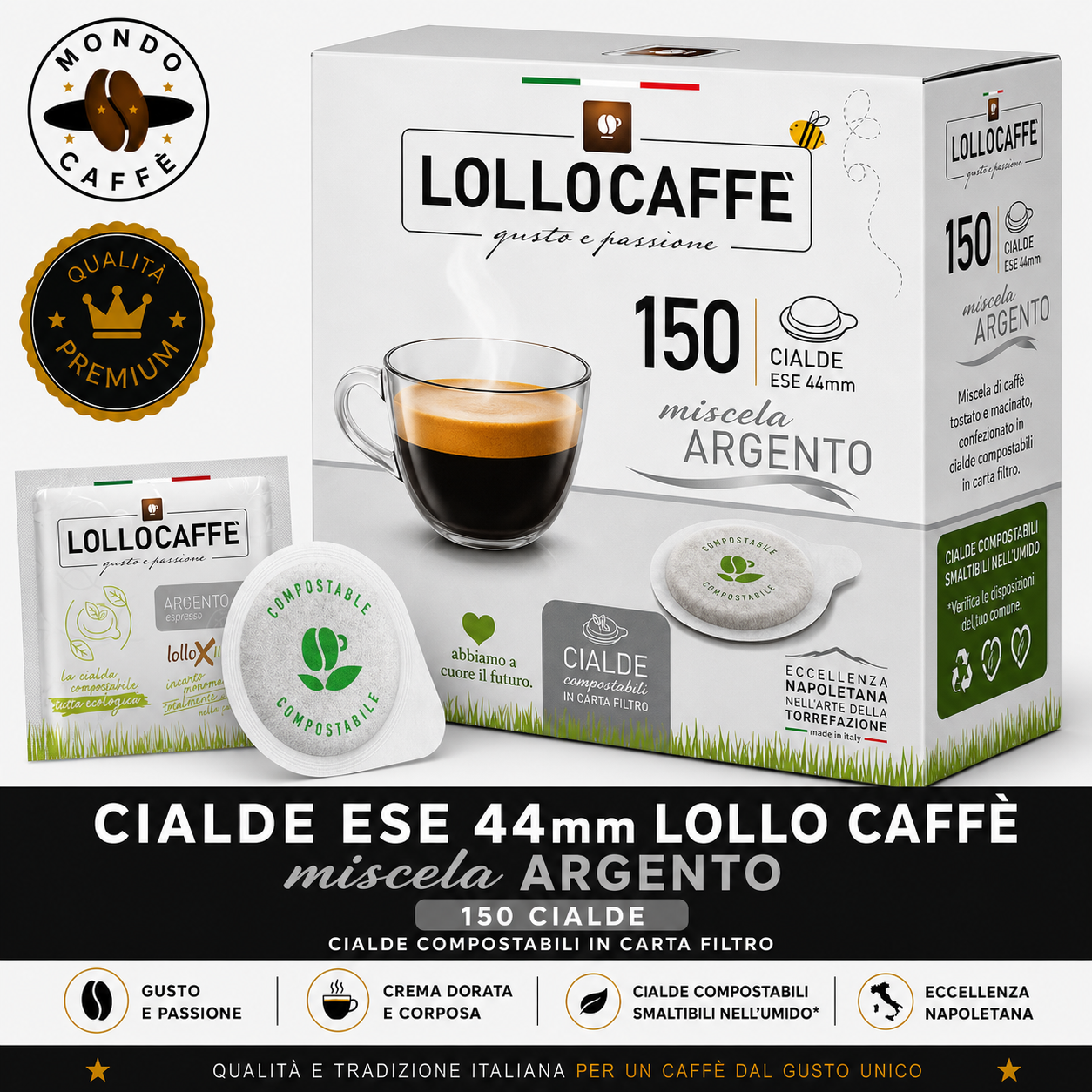 ESE-Pads 44mm LOLLO CAFFÈ (Miscela Argento)