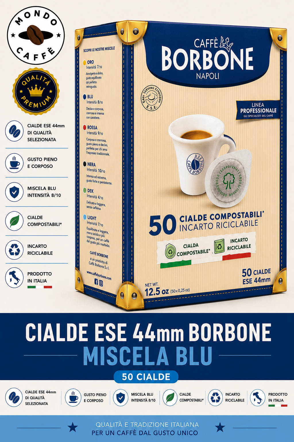 CIALDE ESE 44mm BORBONE (Miscela blu)