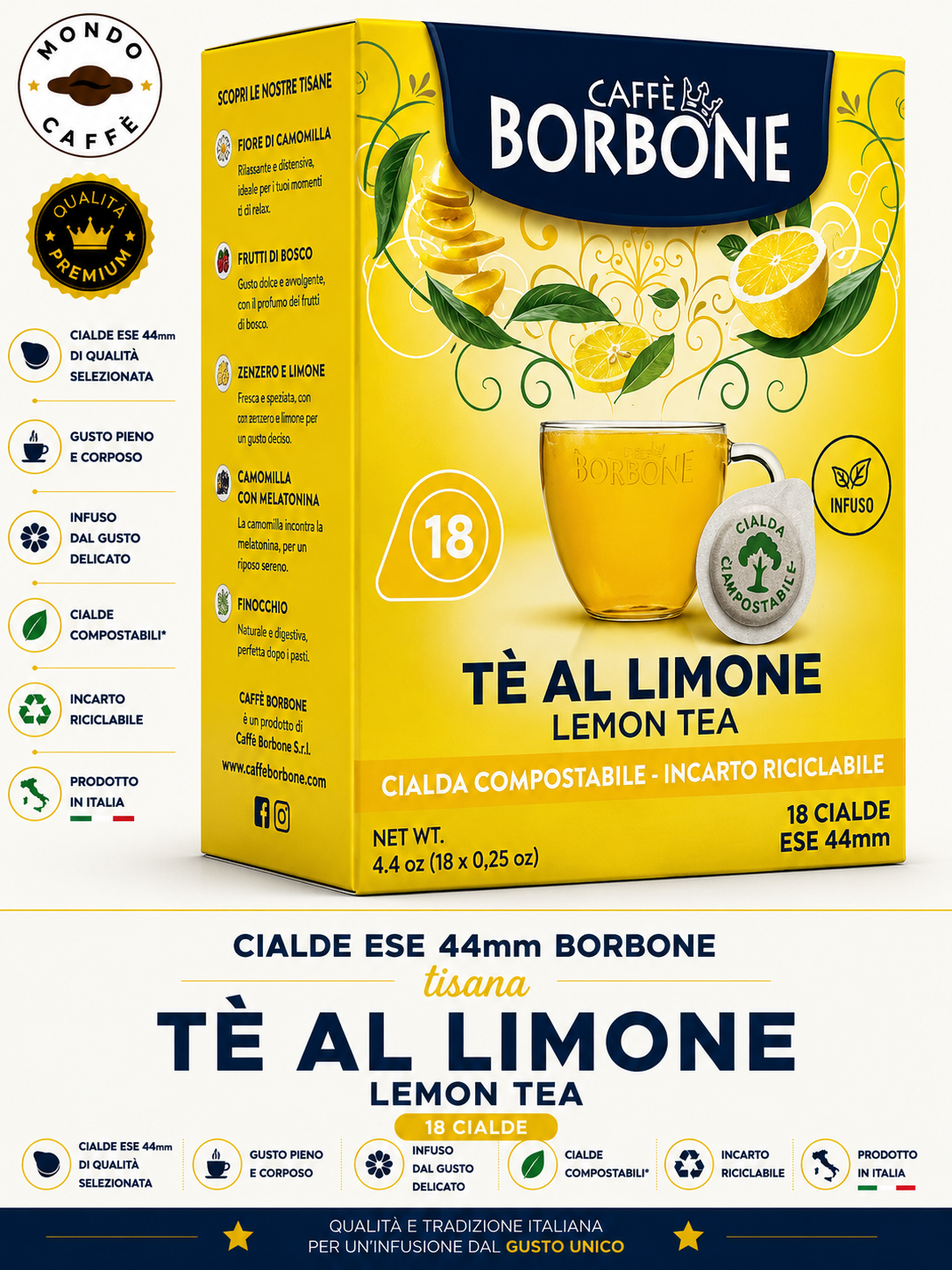 CIALDE ESE 44mm TISANA CAFFÈ BORBONE(TÈ al Limone)