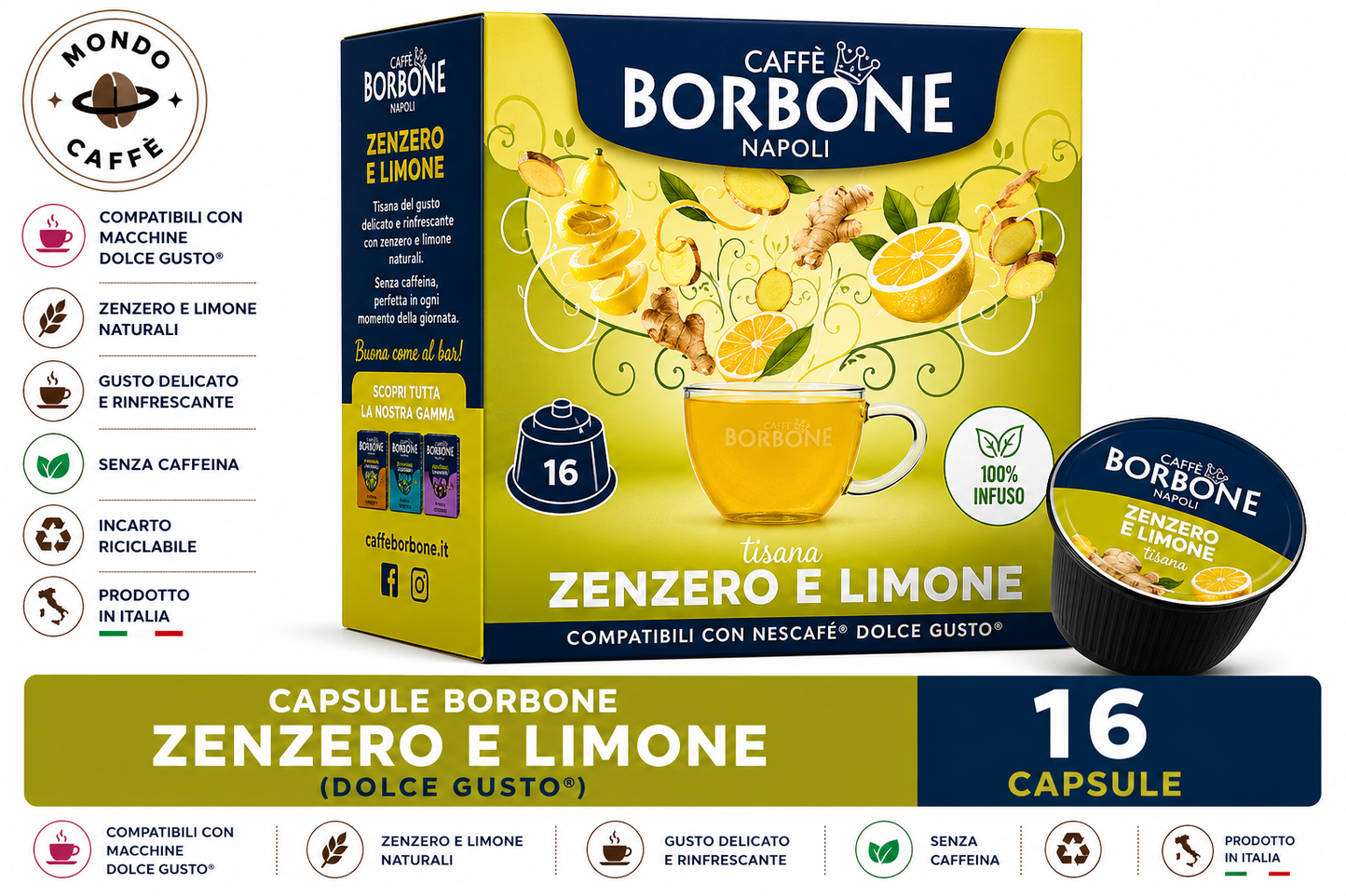 CAPSULE BORBONE ZENZERO E LIMONE(Dolce Gusto)