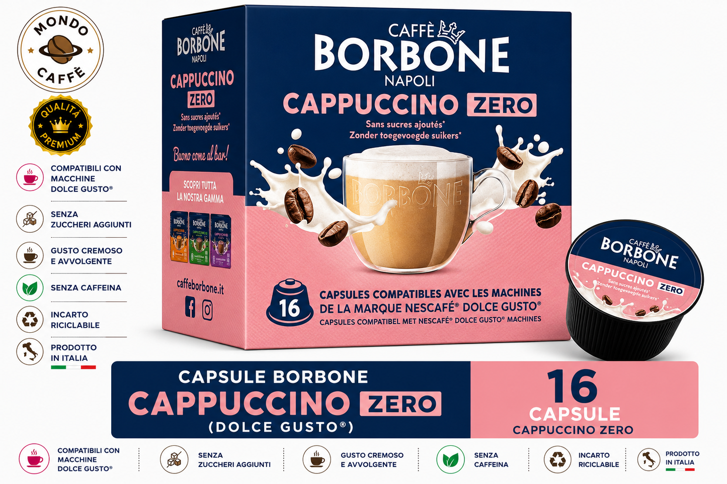 CAPSULE BORBONE CAPPUCCINO ZERO(Dolce Gusto)