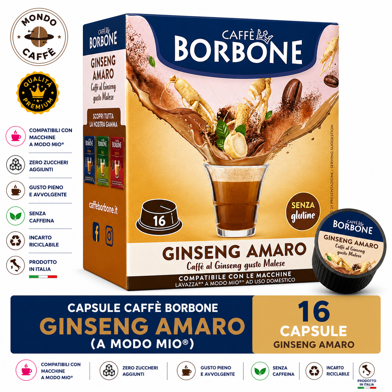 CAPSULE CAFFÈ BORBONE GINSENG AMARO(A Modo Mio)