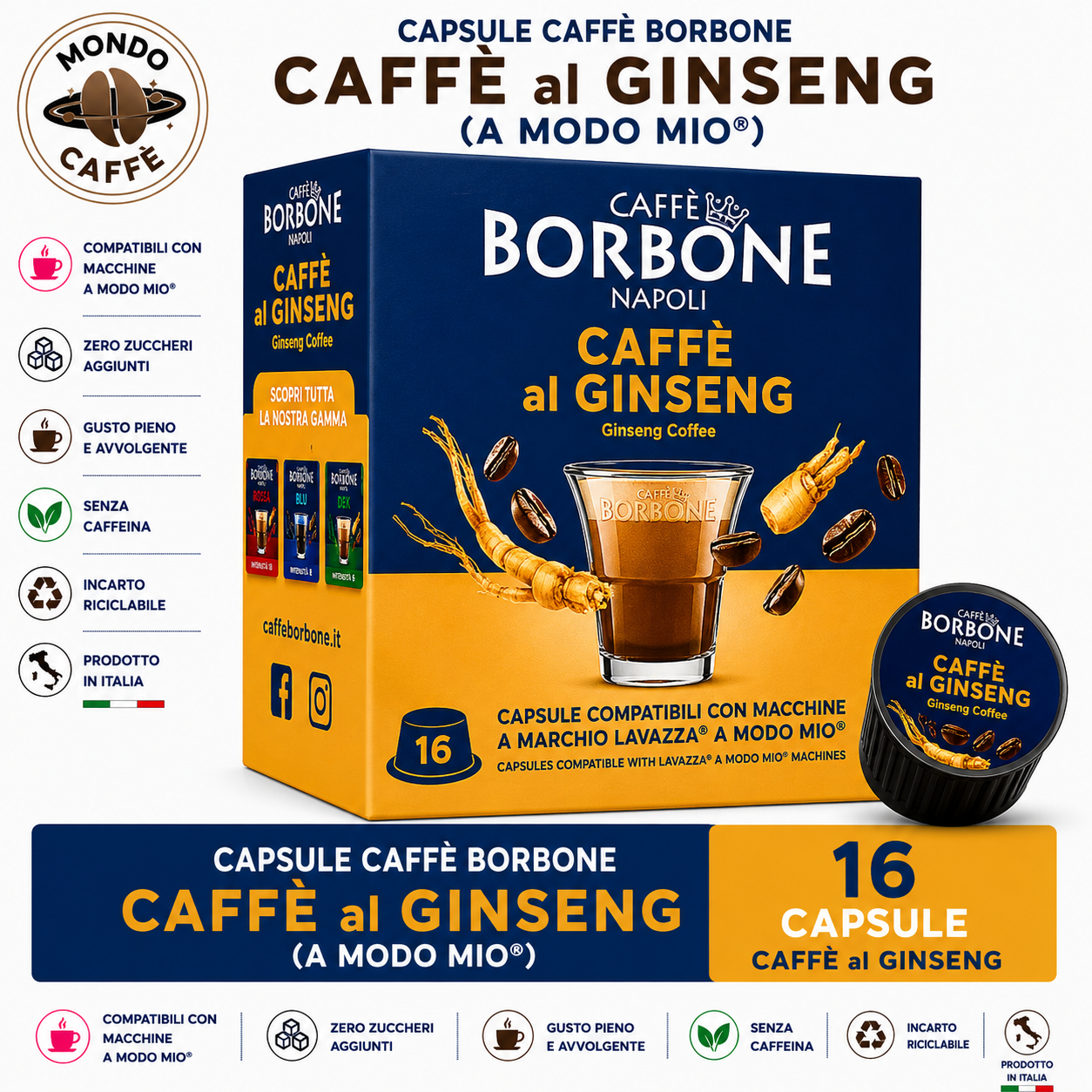 CAPSULE BORBONE CAFFÈ GINSENG(A Modo Mio)