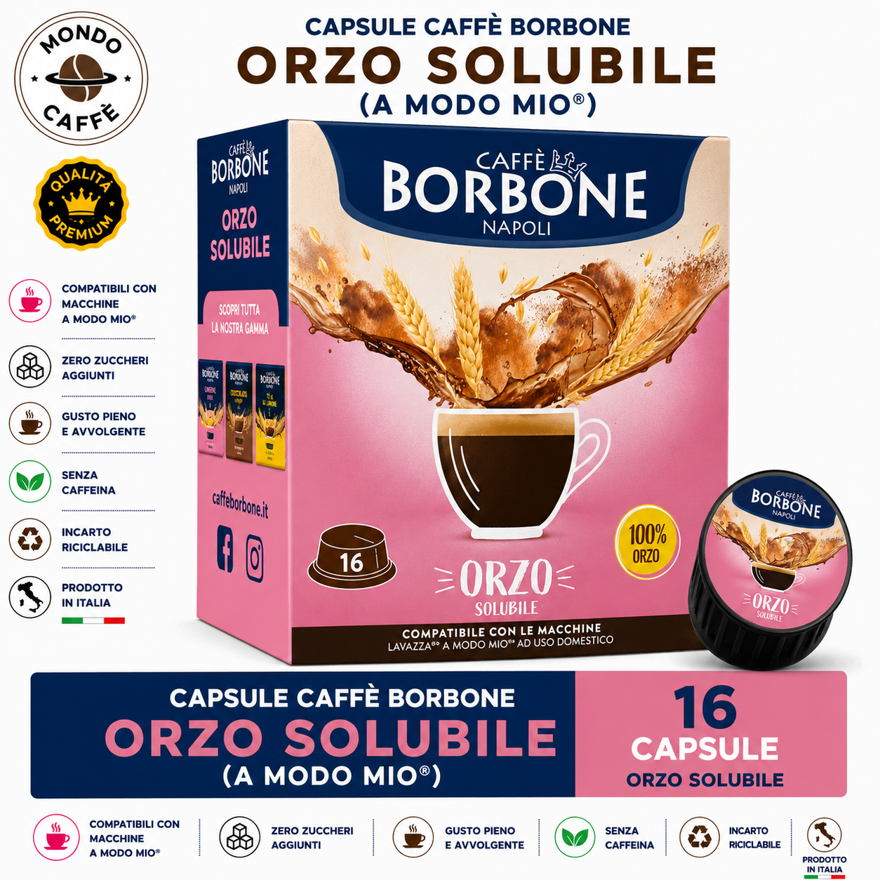 CAPSULE BORBONE ORZO SOLUBILE(A Modo Mio)