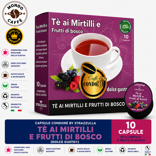 CAPSULE CONDORÈ By STRAZZULLA TÈ MIRTILLI E FRUTTI DI BOSCO(Dolce Gusto)