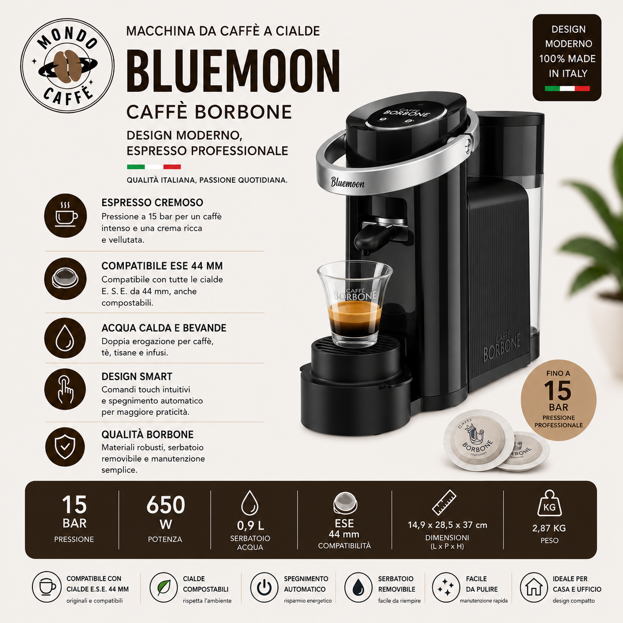 MACCHINA DA CAFFÈ A CIALDE BORBONE BLUEMOON