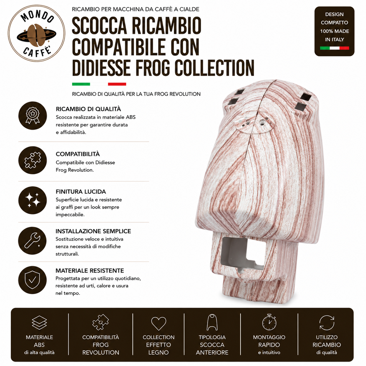 SCOCCA RICAMBIO COMPATIBILE CON DIDIESSE FROG-COLLECTION(Effetto Legno)
