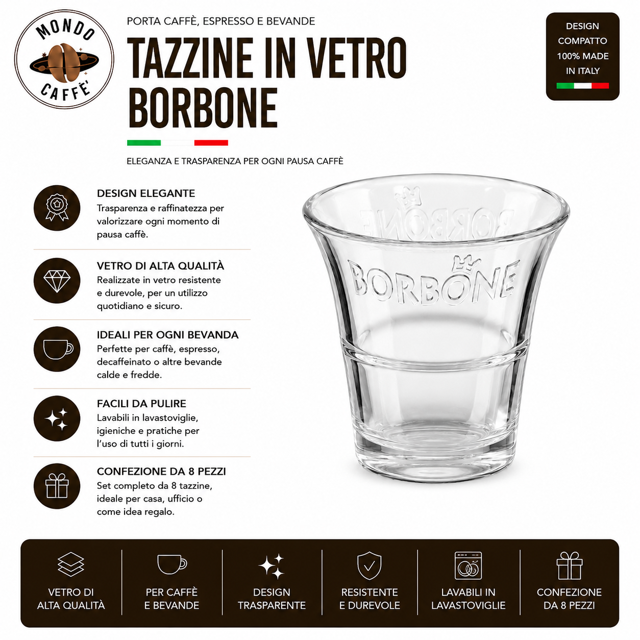 TAZZINE IN VETRO BORBONE