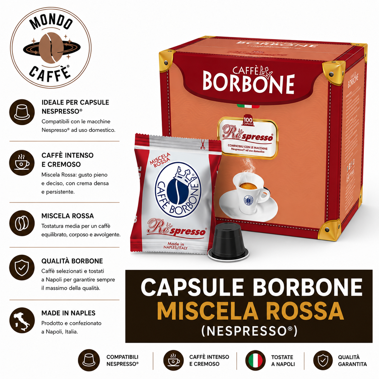 CAPSULE BORBONE MISCELA ROSSA(Nespresso)