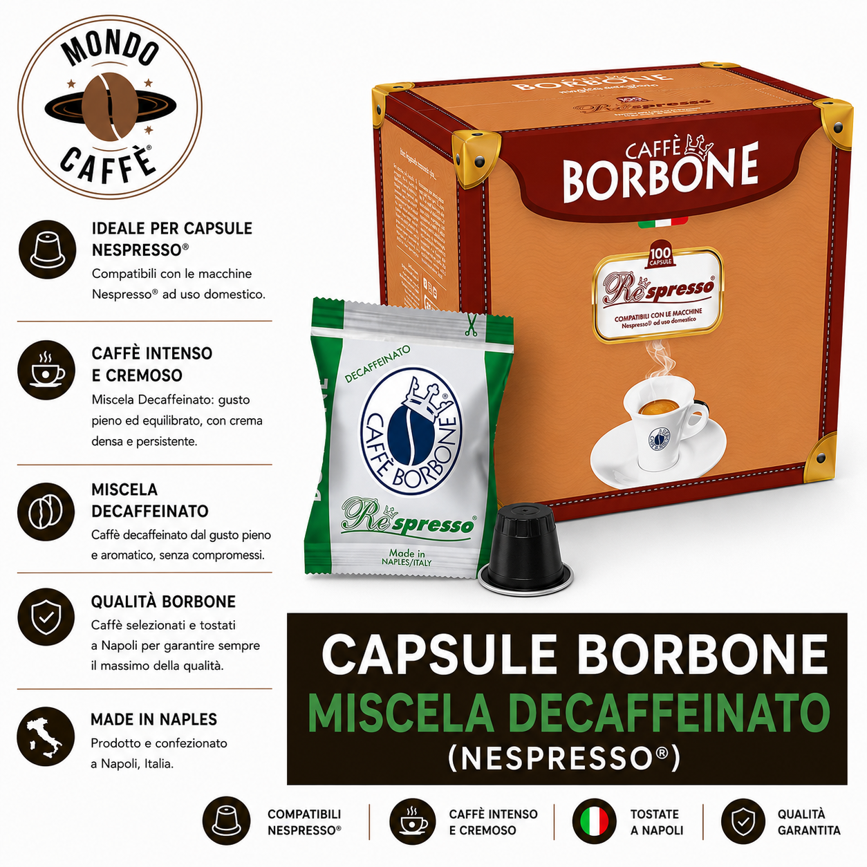 CAPSULE BORBONE DECAFFEINATO(Nespresso)