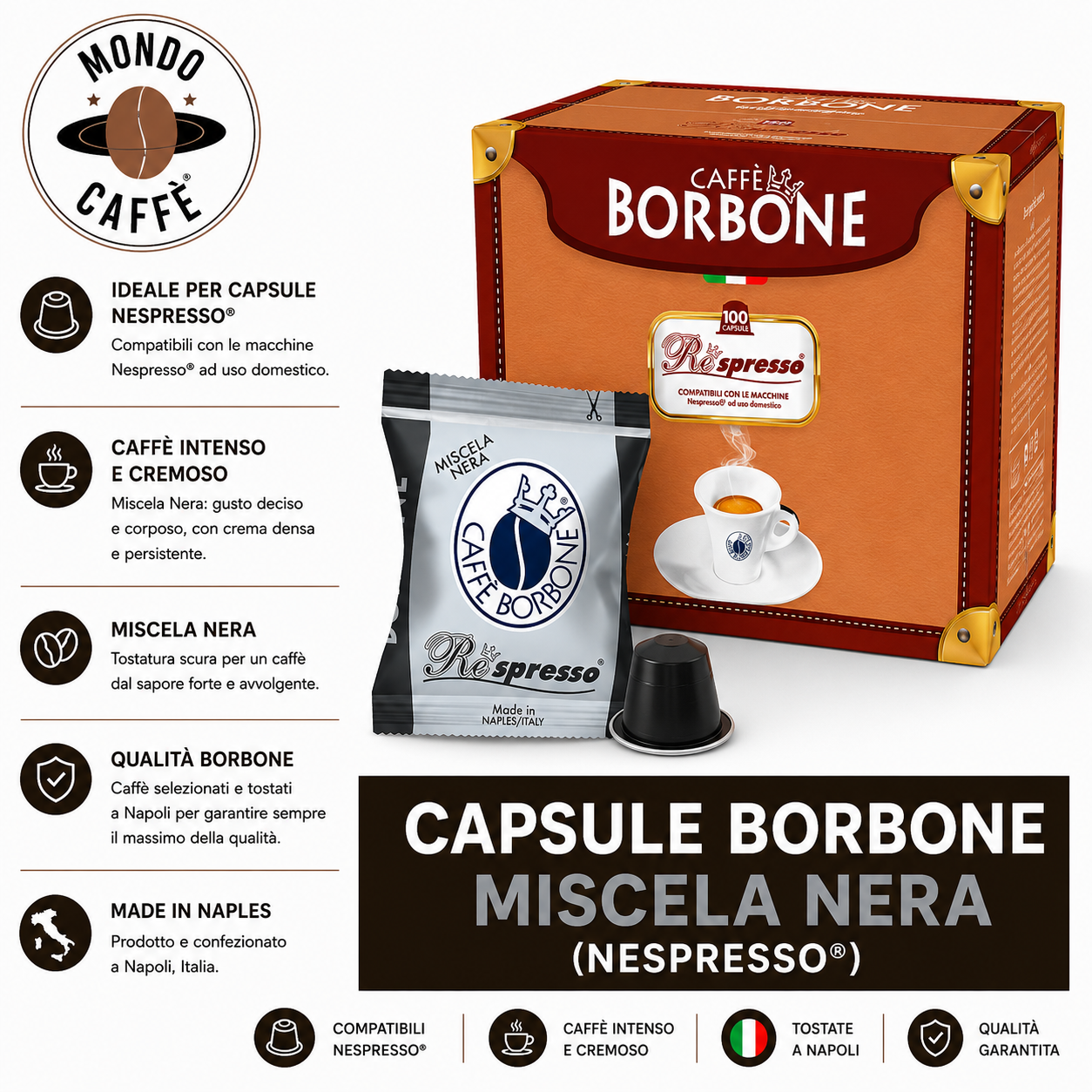 CAPSULE BORBONE MISCELA NERA(Nespresso)