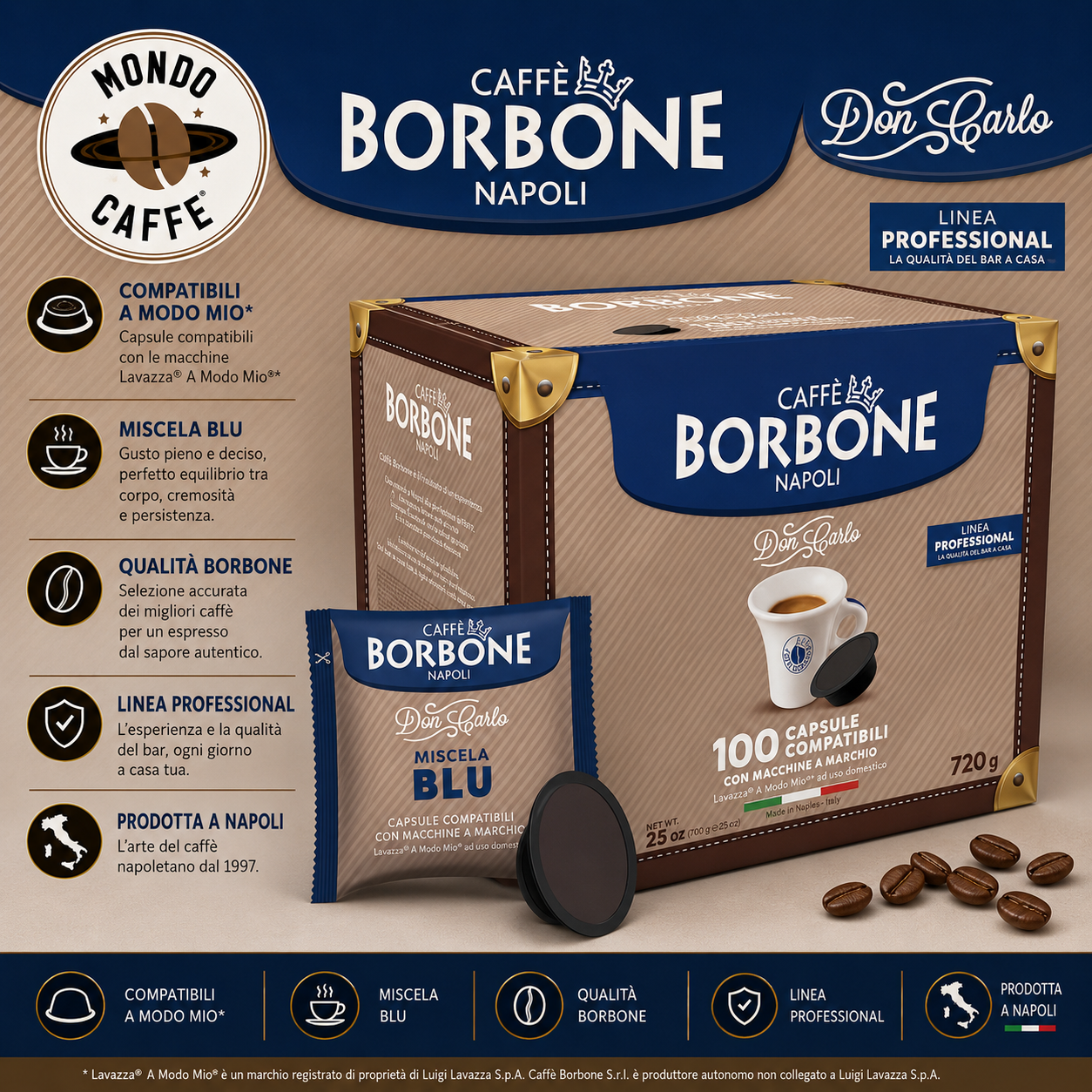 CAPSULE CAFFÈ BORBONE DON CARLO MISCELA BLU(A Modo Mio)
