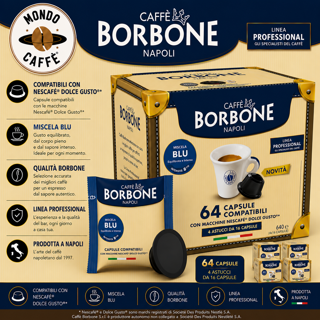 CAPSULE CAFFÈ BORBONE MISCELA BLU(Dolce Gusto)
