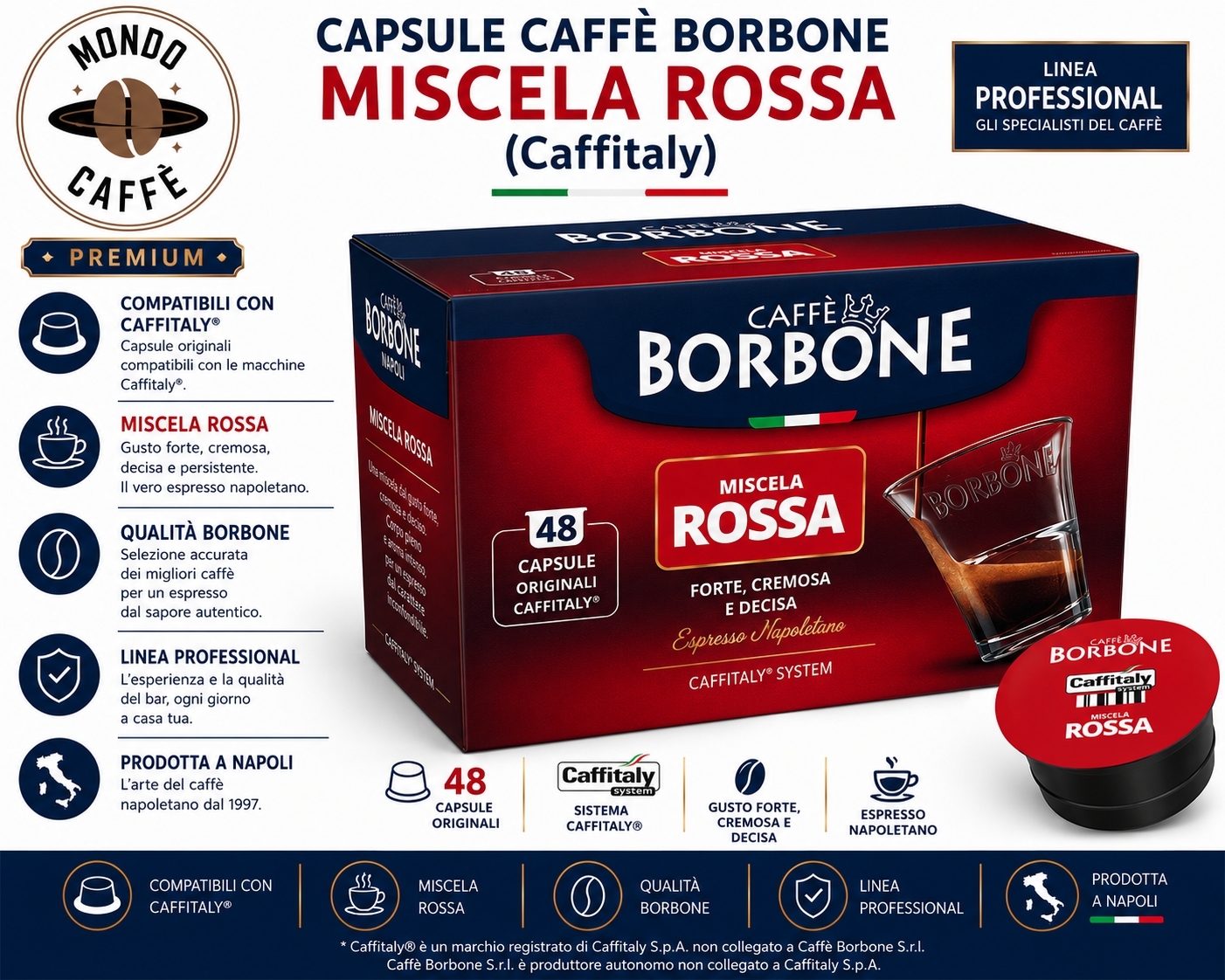 CAPSULE CAFFÈ BORBONE MISCELA ROSSA(Caffitaly)