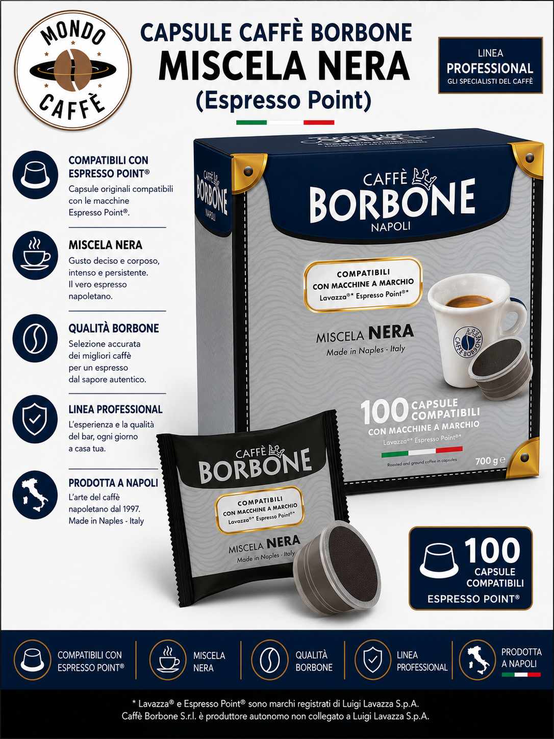 CAPSULE CAFFÈ BORBONE MISCELA NERA(Espresso Point)